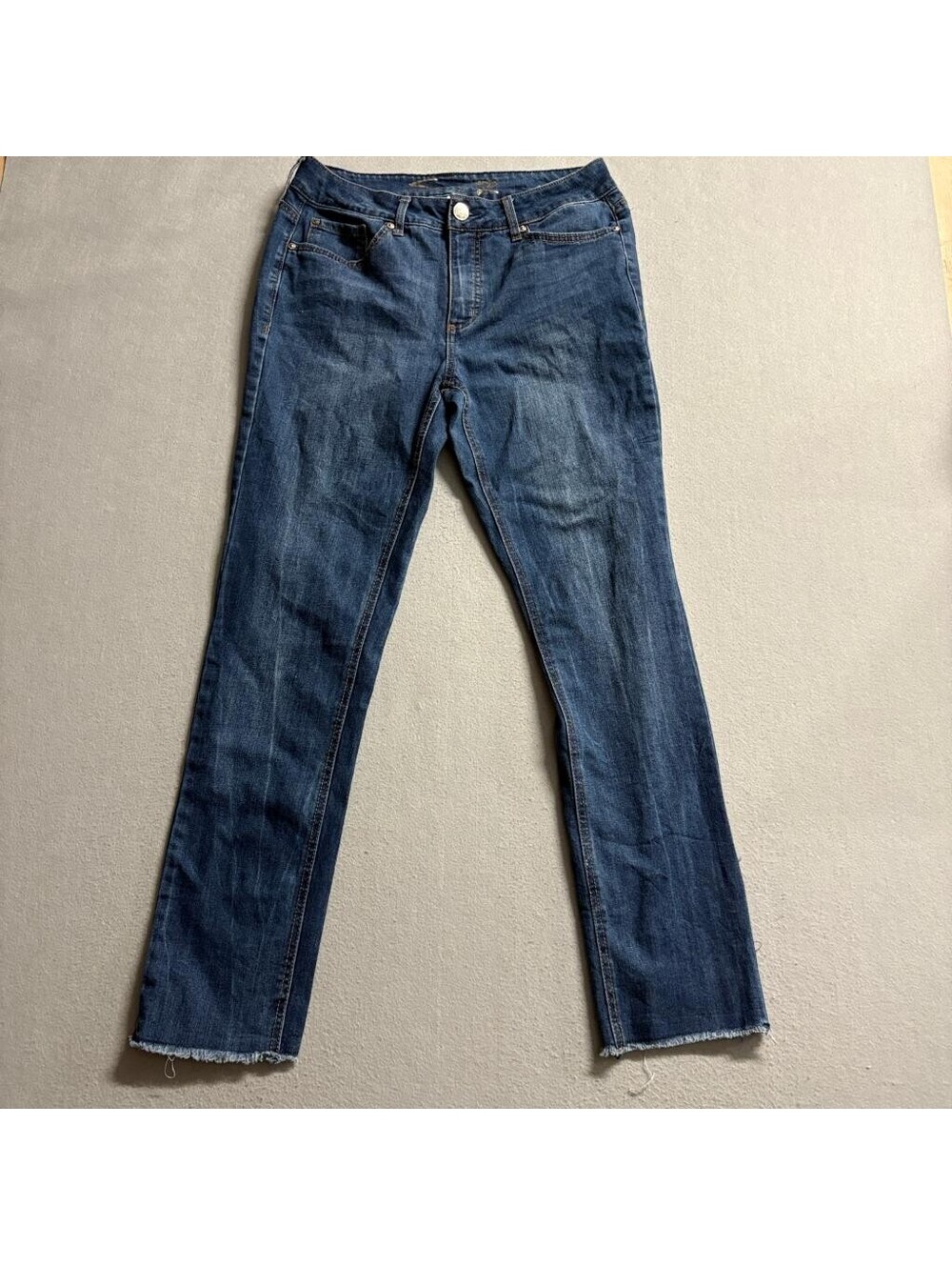 Seven7 Weekend Slim Fit Jeans Womens Size 6 Blue Denim Raw Hem Stretch